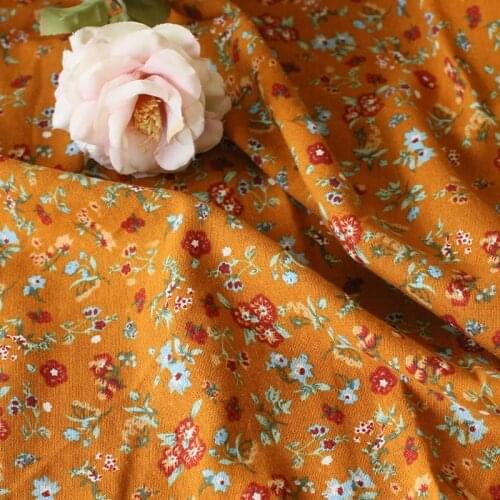 One meter High end cotton fabric Broken flowers of autumn orange fabric cloth dress robe cheongsam fabric cotton 100