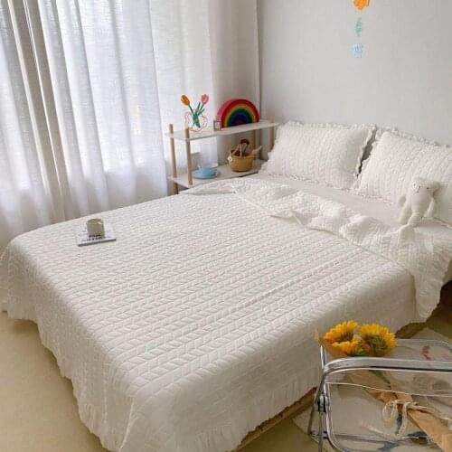 Solid White Gray Cotton Cover Soft Microfiber Lightweight Diamond Quilted Bedspread Coverlet Blanket Summer Quilt Pillowshams