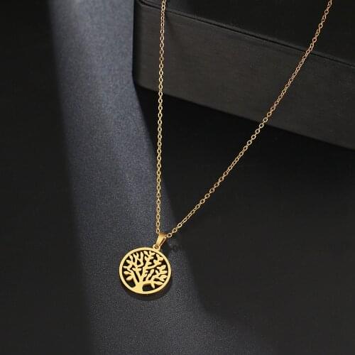 316L Stainless Steel Necklace 2021 Fashion Tree of Life Necklaces For Women Charms Pendants Jewelry Chain Friends Collar Mujer