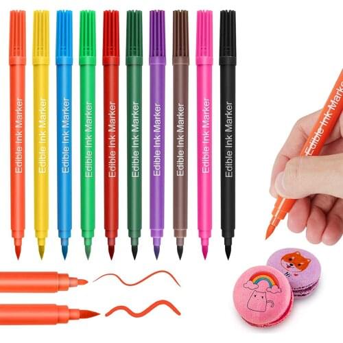 10 Pcs Food Pen Edible Pigment Pen Fondant Biscuit Cake Decoration Pigment Pen Hook Line Drawing Color Writing Pen Set