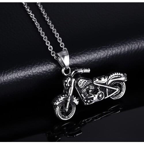 Europe and America Punk Wind Casting Motorcycle Pendant Necklace Men Retro Gothic Ghost Knight Pendant Stainless Steel
