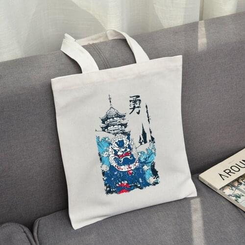 Japan Style Fashion Canvas Casual Big Capacity Harajuku Women New Tote Handbag Shopping Bag Men Fun Cartoon Vintage Shoulder Bag