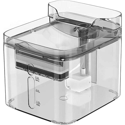 EU/US Plug 3L Transparent Square Cat Water Fountain Automatic Circulating Water Dispenser Kitten Dog Puppy Pet Drinking Product