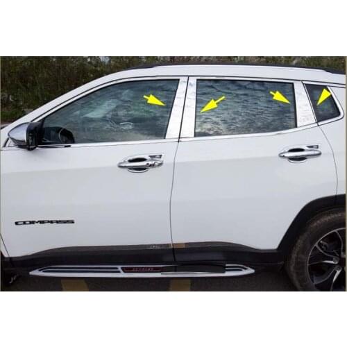 Window Sill Frame Exterior Middle Pillars Post Cover Plate Upper For 2017-2021 Jeep Compass New Decoration Style 2PCS