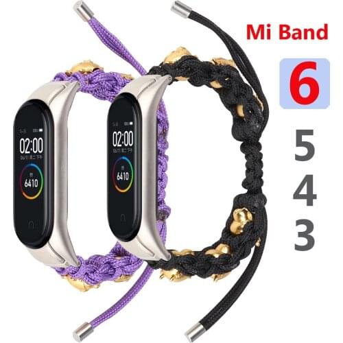 Mi Band 6 Strap Braided Correa for Xiaomi Miband 3 4 5 Bracelet Pulseira Woman Mi5 Mi6 Nylon Watchband Replacement with Cute Pet