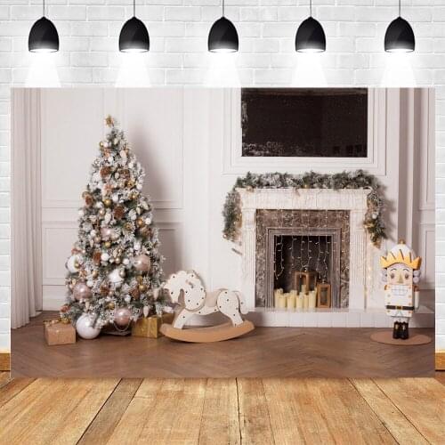 Yeele Christmas Backdrop Photography Fireplace Tree Toy Photocall Baby Portrait Party Decor Background Photo Studio Photographic