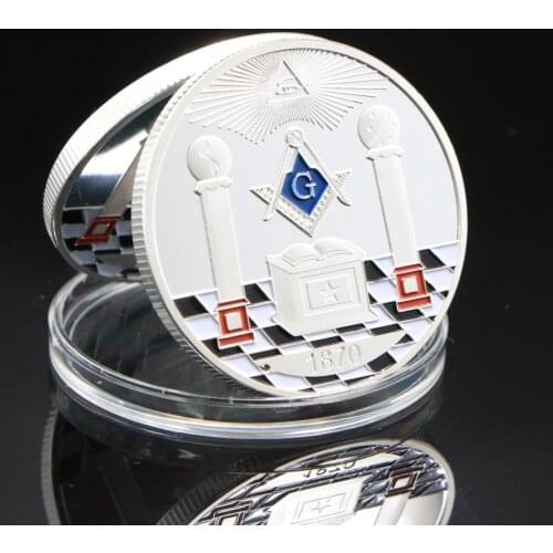 Silver Coin European Masonic Freemasonry Brotherhood Round Double Commemorative Coins