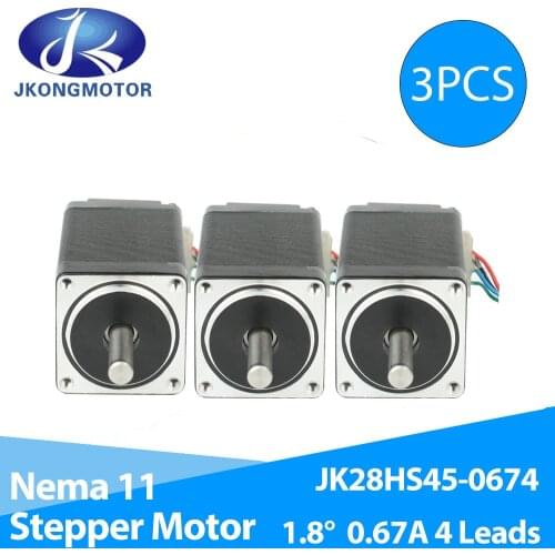 3pcs/set NEMA 11 stepper motor 28x28x45mm 1.8deg 0.67A 4-lead 9.5Ncm/14oz.in 28-motor for 3D CNC Engraving Machine