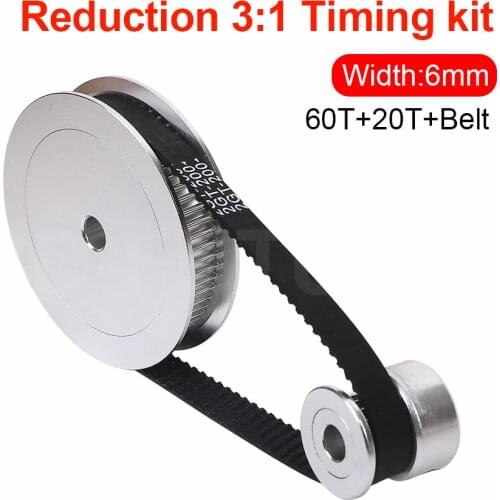 GT2 Timing Belt Pulley 60teeth 20teeth 5mm/8mm Reduction 3:1/1:3 belt width 6mm for 3D printer accessories