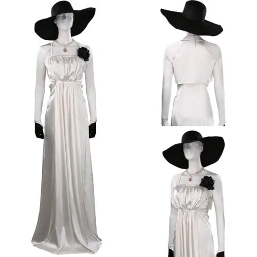 In Stock) Evil Village Alcina Dimitrescu Cosplay Costume Outfits Halloween Carnival Suit For Women Girls