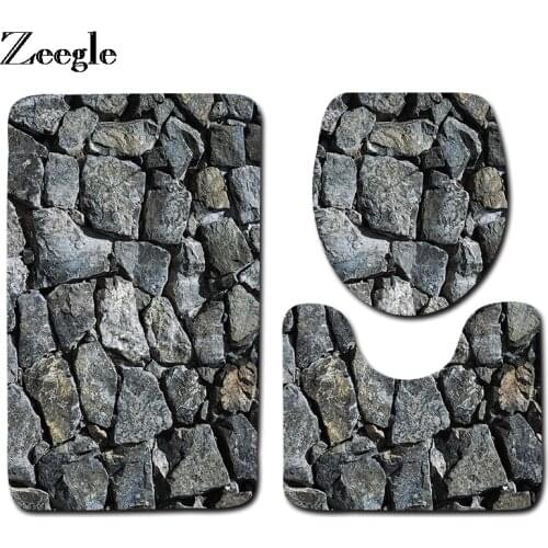 Zeegle 3d Bathroom Carpet Bath Mats Set Toilet Carpets Non SlipToilet Seat Cover Mat Pedestal Rug Shower Room Mat Set