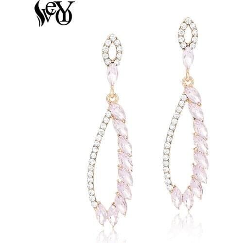 VEYO Trendy Crystal leaves Drop Earring for Women New Fashion Rhinestones Earrings Gift Statement Jewelry Wholesale