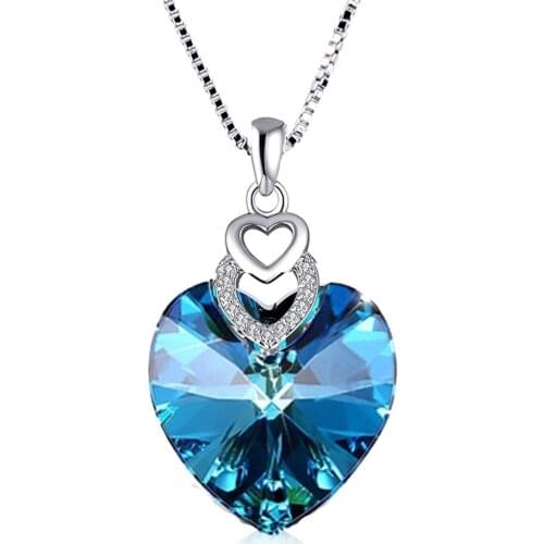 925 Sterling Silver Pendant Necklace Crystal from Swarovski Heart Shape Mysterious Hypoallergenic Mothers Day Gifts
