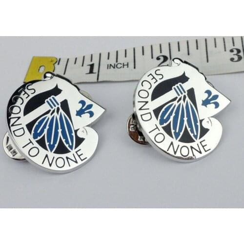 PAIR US ARMY 2ND INFANTRY DIVISION HAT BADGE PIN SECOND TO NONE BADGE