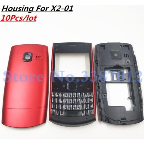 10Pcs Original Battery Back Cover Housing For Nokia x2-01 x201 Full Housing Cover Door Frame + Battery Back cover+English Keypad