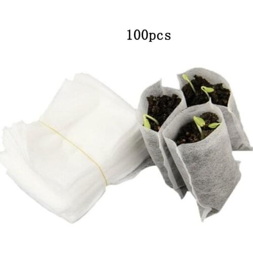 100 Pcs Plant Degradable Mixed Nursery Pots Portable Non Woven Seedling Bag For Nursery Bags Container