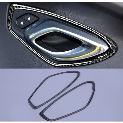 2pcs Carbon Fiber Interior Door Handle Trim Cover Frame Moulding Fit For Chevrolet Camaro 2016 2017 2018 2019