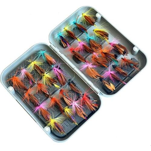 32 pieces/set Fly Fishing Bait Artificial Butterfly Dry Fly Flies Hooks Durable Fishing Accessories Fly Bionic Hook Wing Lures