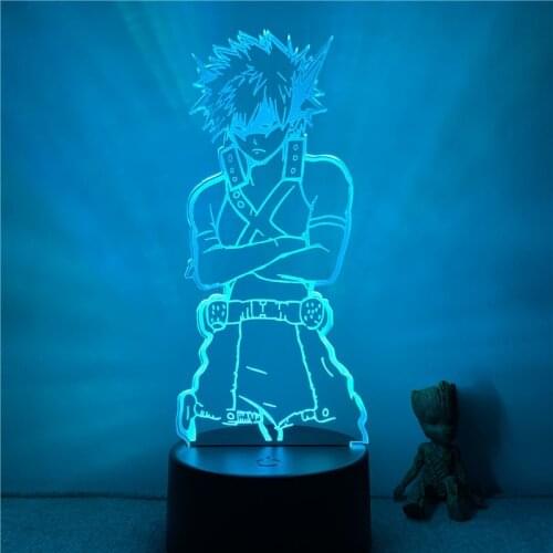 3D Nightlight Anime Bakugou Katsuki Cool My Hero Academia Action Figure 7 Colors Touch Optical Illusion Lamp Decor Model