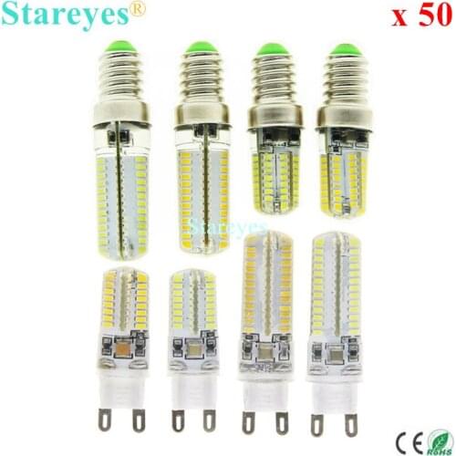 50 pcs Silicone E14 G9 6W 9W 3014SMD 64 104 LED LED Corn lamp light Droplight Chandelier candle Pendant bulb lighting