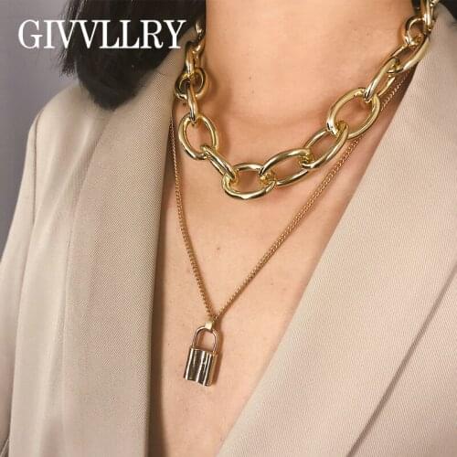 Free Shipping Women Jewelry PadLock Pendant Necklaces Lock Charm Rolo Cable Chain Necklace Friendship Gifts Kolye