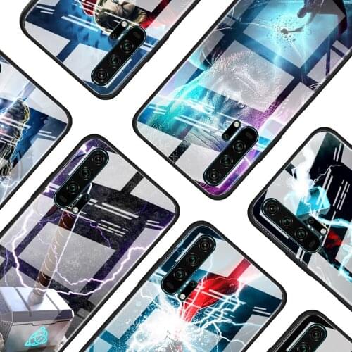 Thor marvel hero for Honor 30 20 10 9X Pro Plus Lite 8X Huawei Y8P Y6P Y5P Y9 Y7 Y6 2019 Tempered Glass Phone Case