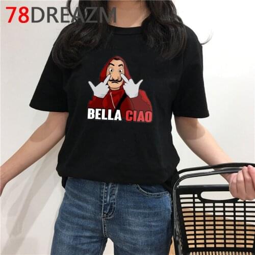 La Casa De Papel T Shirt Women Summer Funny Tshirt Money Heist Kawaii Cartoon Bella Ciao House of Paper Oversized T Shirt Female