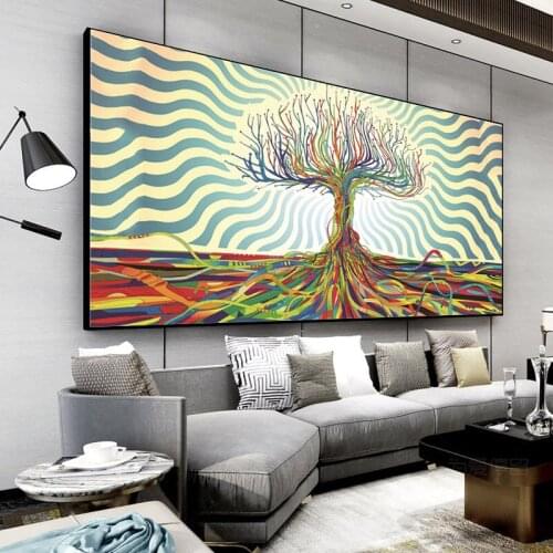 Hot Sale Abstract Art Tree of Life Painting Poster Printmaking HD Pictures Printed on Canvas Used for Room Home Decor Wall Art