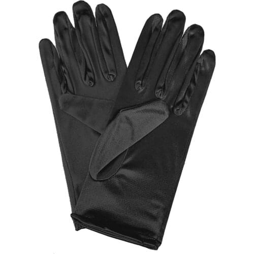 Hot Black Short Wedding Bridal Hand Gloves Finger Wrist Satin Cuffs Wedding Accessories Mariage gant mariage femme Simple Cheap