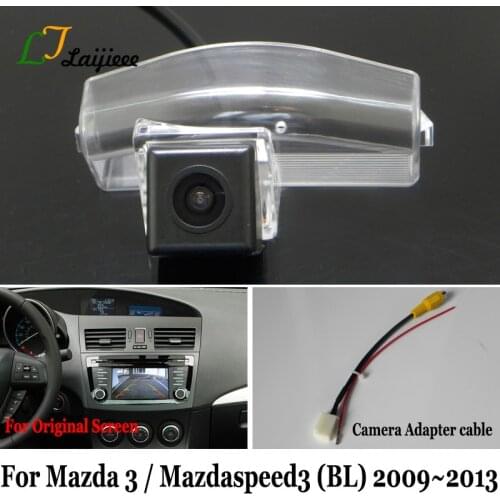 For Mazda 3 Mazda3 BL 2009 2010 2011 2012 2013 OEM Monitor Compatible Reverse Camera / HD Rear Backup Camera & RCA Adapter Cable