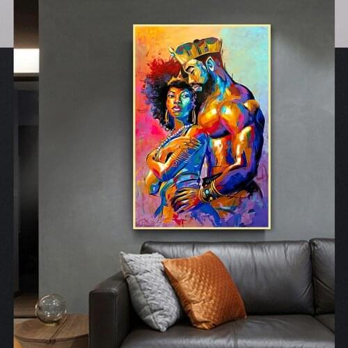 Nude Art King and Queen Couples Oil Paintings Print on Canvas Abstract Posters Wall Pictures for Modern Home Living Room Decor