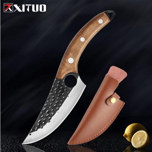 XITUO Handmade Forged Knife Meat Cleaver Chef Butcher Knifes High Carbon Steel Outdoor Kitchen Cooking Cutter Chopping Knife