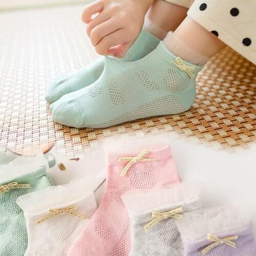 Summer spring toddler Girls Net yarn Socks Cute Princess Bow tie Breathable Mesh socks for kids children cotton girls lace socks