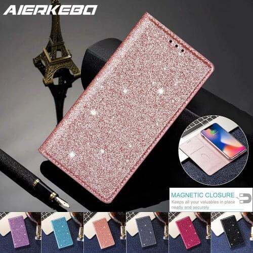 Glitter Leather Magnetic Flip Case for IPhone X Xr Xs 11 12 Mini Pro Max SE 2020 8 7 6 6S Plus Bling Wallet Card Holder Cover