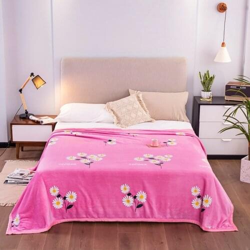 Flower Soft Warm Coral Fleece Blanket Sheet Bedspread Sofa Plaid Light Thin Mechanical Wash Flannel Blankets SSXML