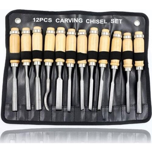 Factory Direct Sales Woodcarving 12-Piece Tool Set Carving Chisel Root Carving Carving Knife Woodworking Chisel Woodworking Tool