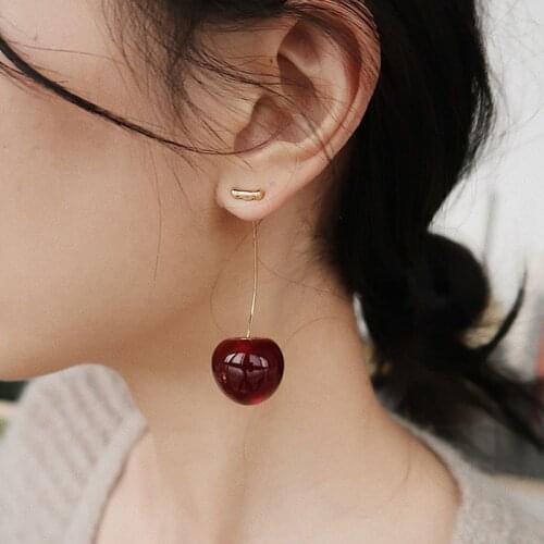 New Fashion European and American Fruit Fashion Long Earrings Temperament Cherry Simple and Cute Earrings Earrings for Women