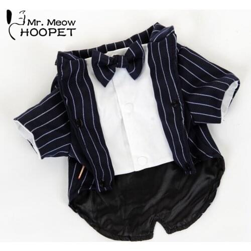 Hoopet Pet dog clothes suit jacket Striped clothes cool British style dog suit