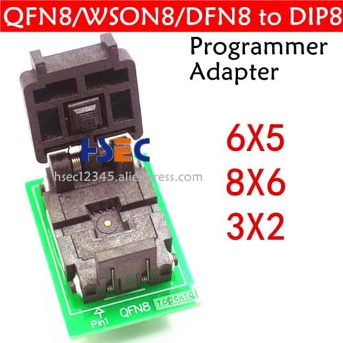 Original QFN8 to DIP8 Programmer Adapter WSON8 DFN8 MLF8 to DIP8 socket for 25xxx 6x5 3x2 8x6mm Pitch=1.27mm free shipping