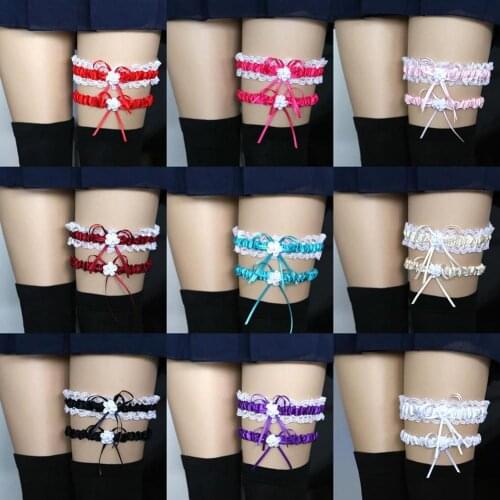 2Pcs/Set Women Bowknot Lace Garter Sexy Bridal Leg Garter Wedding Cosplay Decor