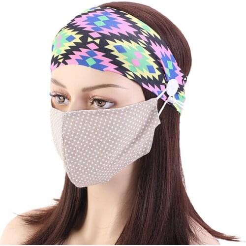 Headbands with Buttons for Mouth Masks Protect Your Ears Button Non-slip Hair Band Mask Holder for Nurses Women Men Yoga Sports