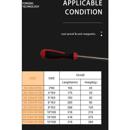 Hand Tools 420 Stainless Steel 5*100 Slotted Screwdriver With Red Plastic Handle Repair Tools