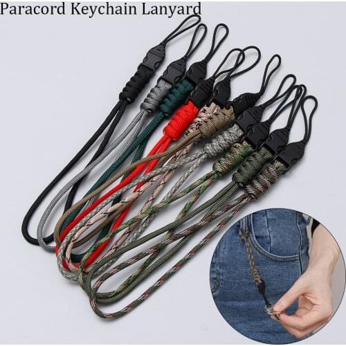 1PC Paracord Keychain Lanyard High Strength Parachute Cord Survival Backpack Keychain Flashlight Camera Anti-lost Hanging Rope