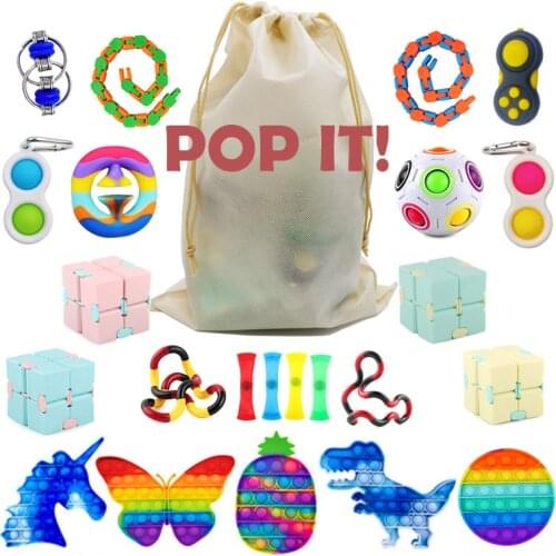 With Packaging Fidget Toys Set Box Antistress Gift Pack Push Bubble Simple Dimple Squeeze Sensory Figet Toy Adults Kids