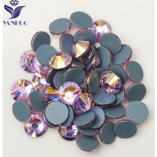 YANRUO 2058HF Light Rose AB High Shiny Crystal Hotfix Strass Stones And Crystals Hot Fix Dress Iron On Crystals For Shoes Dress