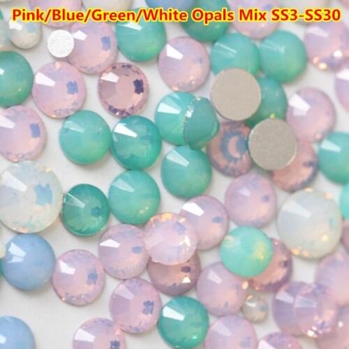 Ss3 - ss30 Mix Sizes White Opal Non Hotfix Rhinestones FlatBack Glass Nail Rhinestones Crystal Loose Strass for Nail Decoration