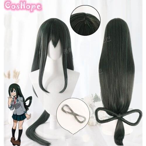 Asui Tsuyu Cosplay My Hero Academia Cosplay Women Long Straight Dark Green Wig Cosplay Anime Wigs Heat Resistant Synthetic Wigs