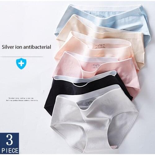 3pcs/set Womens Underwear Cotton Seamless Panties Antibacterial Underpant Skin- Friendly Lingerie Woman Panty Mid-Waist M-XL