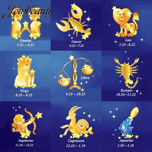 JOINBEAUTY 12 Zodiac Square Glass Dome Cancer Leo Scorpio Taurus Aquarius 12mm DIY Flat Back Making Findings Earring 5pcs/lot