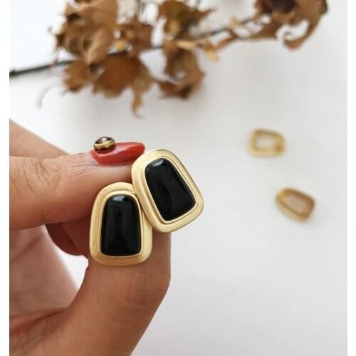 Silvology 925 Sterling Silver Black White Agate Stud Earrings Trapezoid Elegant 2019 Womens Earrings Silver 925 Jewelry Girls